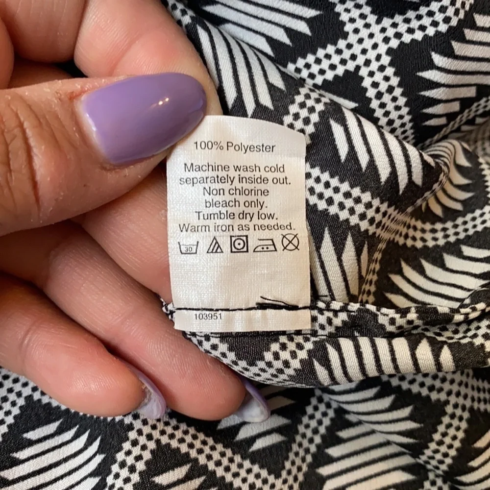 J.Crew Tribal Print Black White Pattern Blouse Top